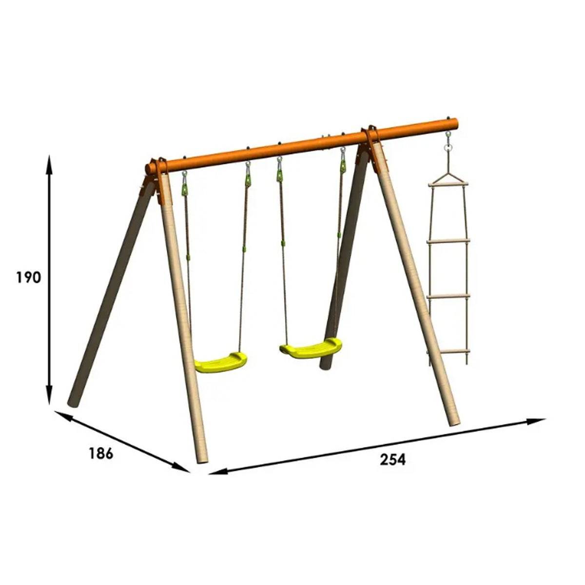 Trigano Jardin - Portique bois poutre métal 1,90 m Techwood Premium PIKI - Image 4