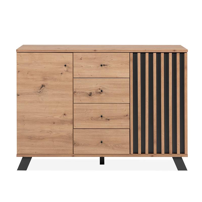 Buffet 2 portes 4 tiroirs coloris chêne/anthracite Medan - Image 3
