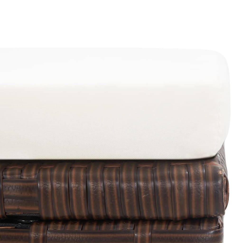 4 pcs Tabourets de jardin | Repose-pied de jardin | Pouf et coussins Résine tressée Marron Maison Chic - Image 5