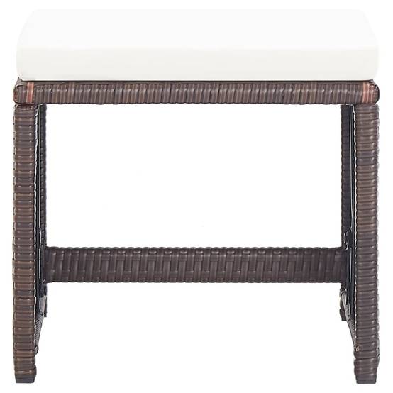 4 pcs Tabourets de jardin | Repose-pied de jardin | Pouf et coussins Résine tressée Marron Maison Chic - Image 3