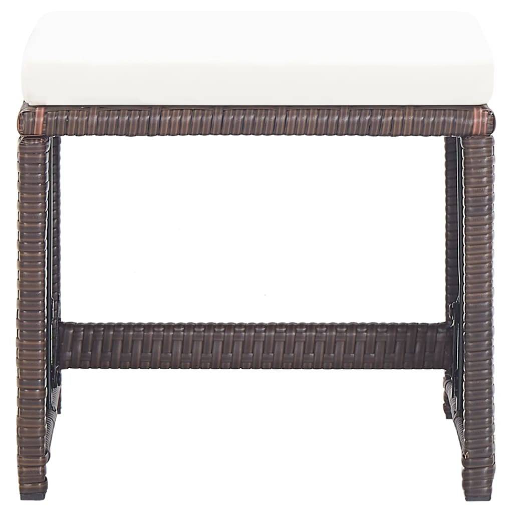4 pcs Tabourets de jardin | Repose-pied de jardin | Pouf et coussins Résine tressée Marron Maison Chic - Image 3