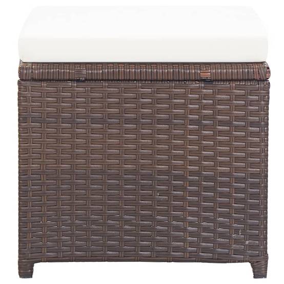 4 pcs Tabourets de jardin | Repose-pied de jardin | Pouf et coussins Résine tressée Marron Maison Chic - Image 4