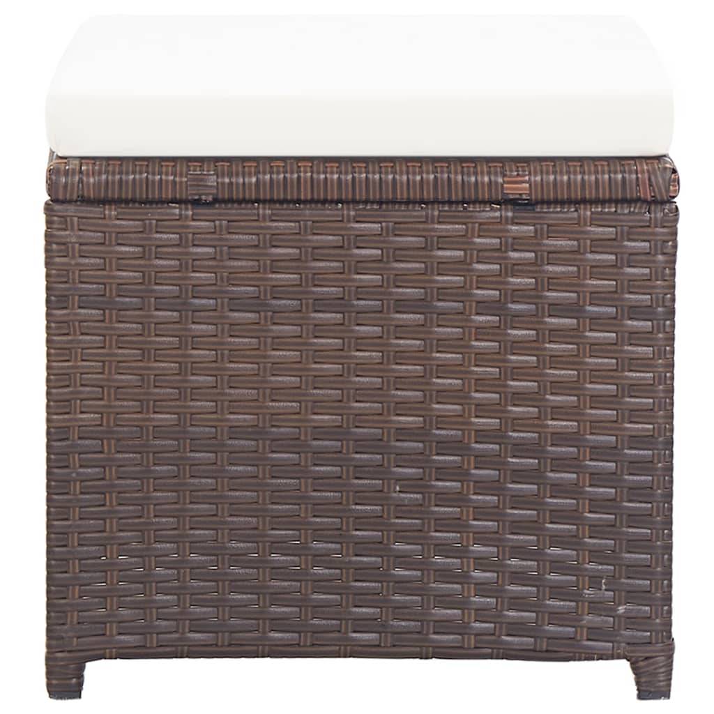 4 pcs Tabourets de jardin | Repose-pied de jardin | Pouf et coussins Résine tressée Marron Maison Chic - Image 4