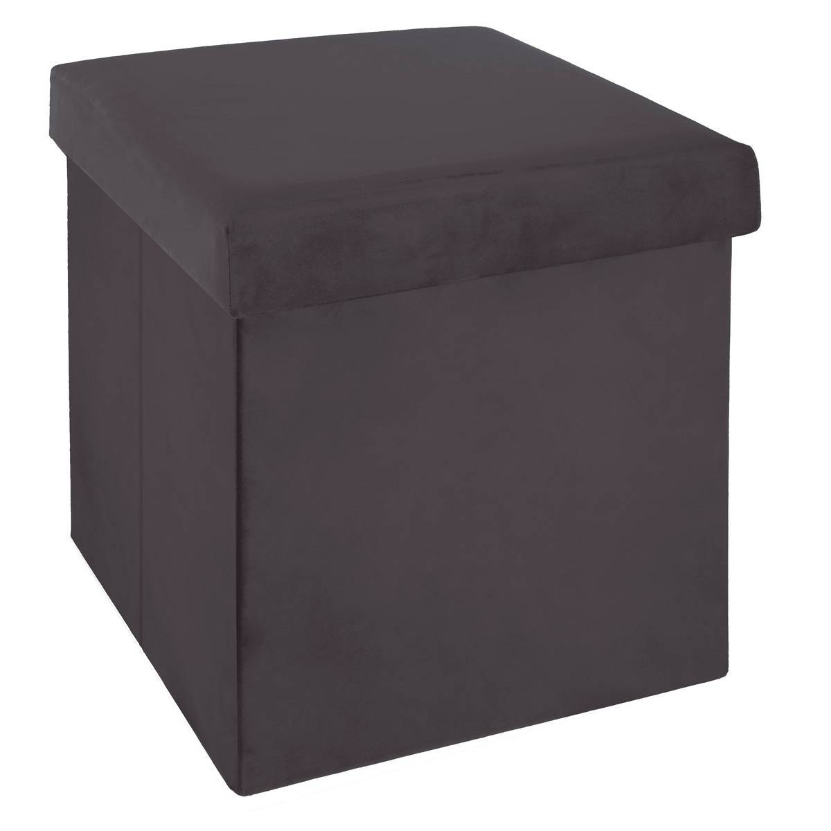 Atmosphera - Pouf pliant "Tess" velours gris - Atmosphera Créateur d'intérieur - Image 1