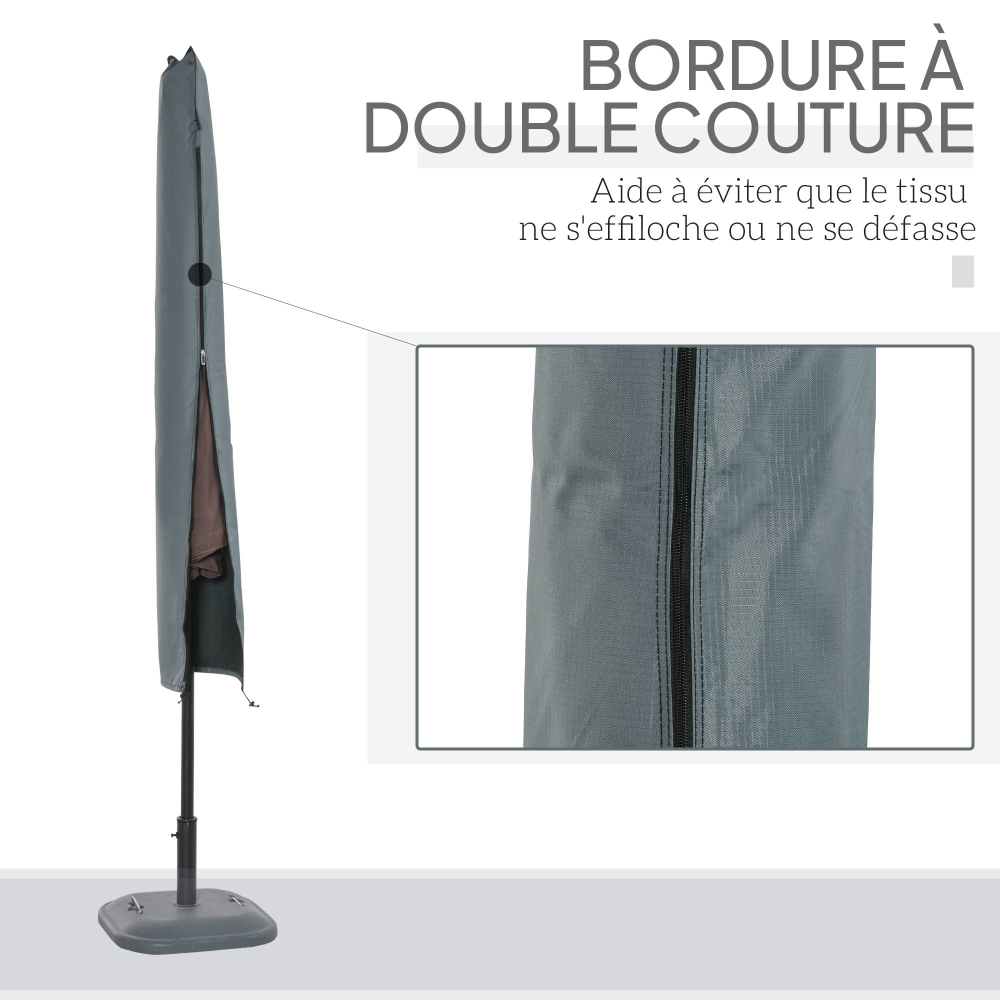 Housse de protection pour parasol droit en polyester oxford 420D gris 35 x 178 x 1 cm - PANGIVO - Image 9