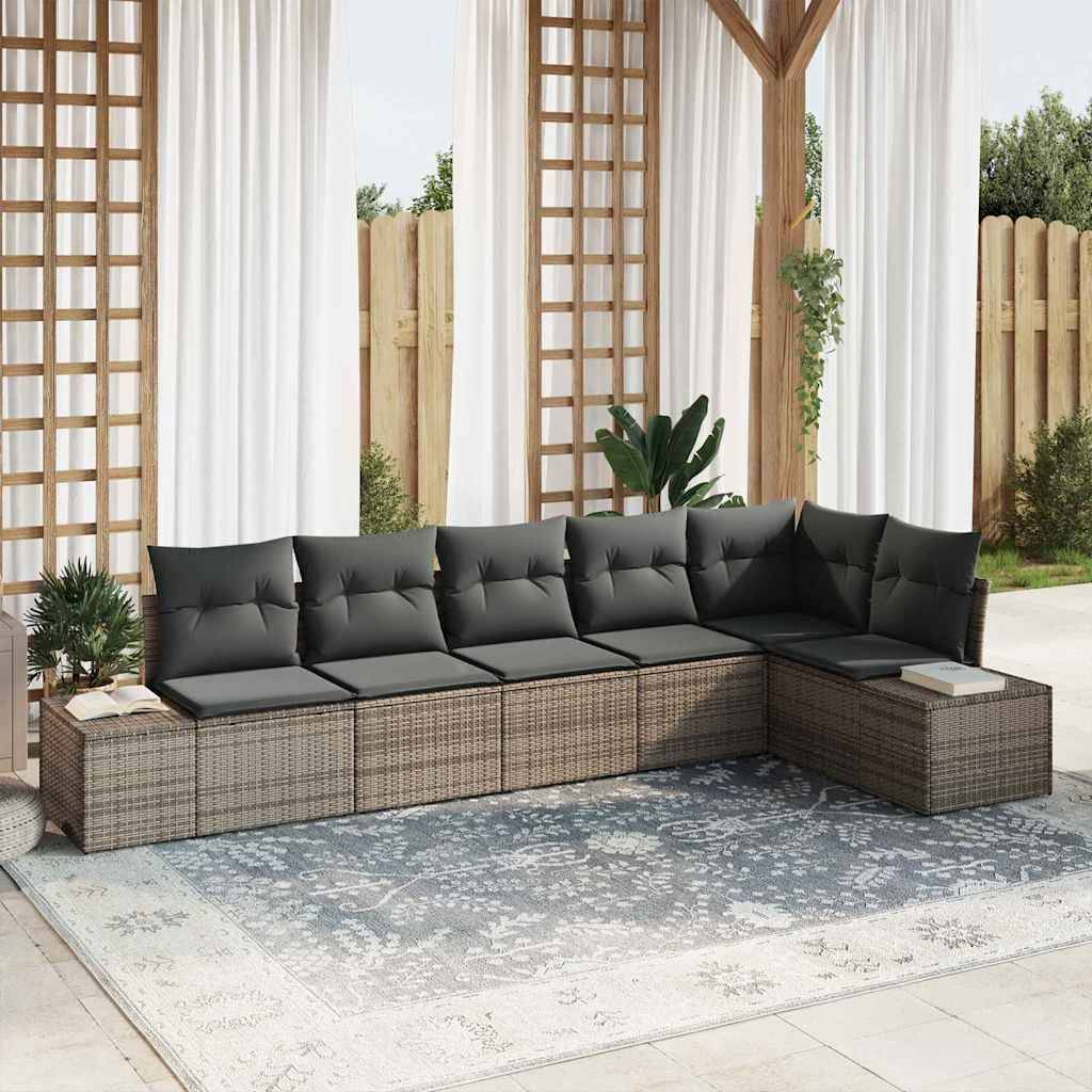 ComfortXL - Salon de jardin 6 places modulable en polyrotin avec coussins confortables Gris – ComfortXL Outdoor Living - Image 1