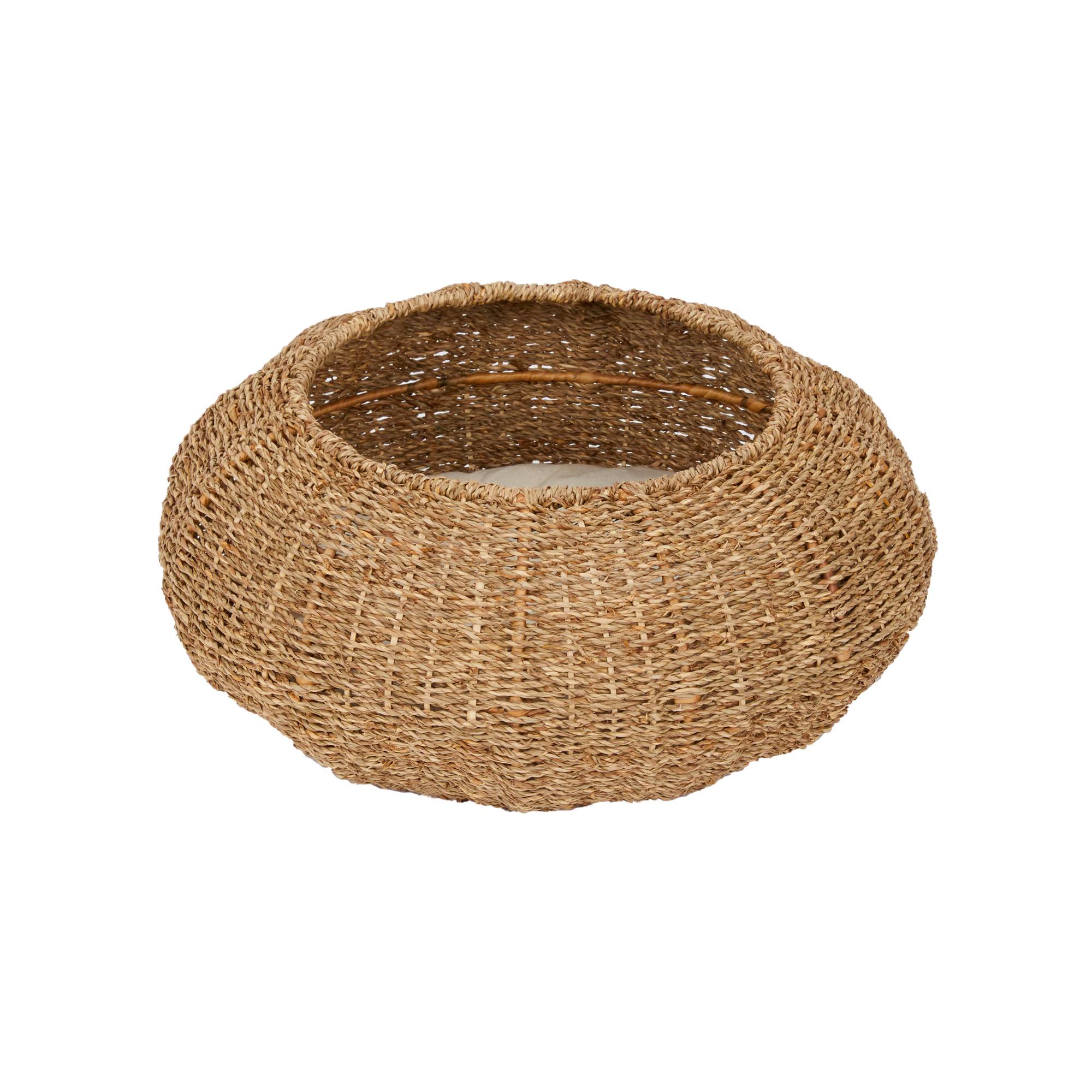 Panier en osier pour chat ou petit chien avec coussin amovible lavable - Image 2