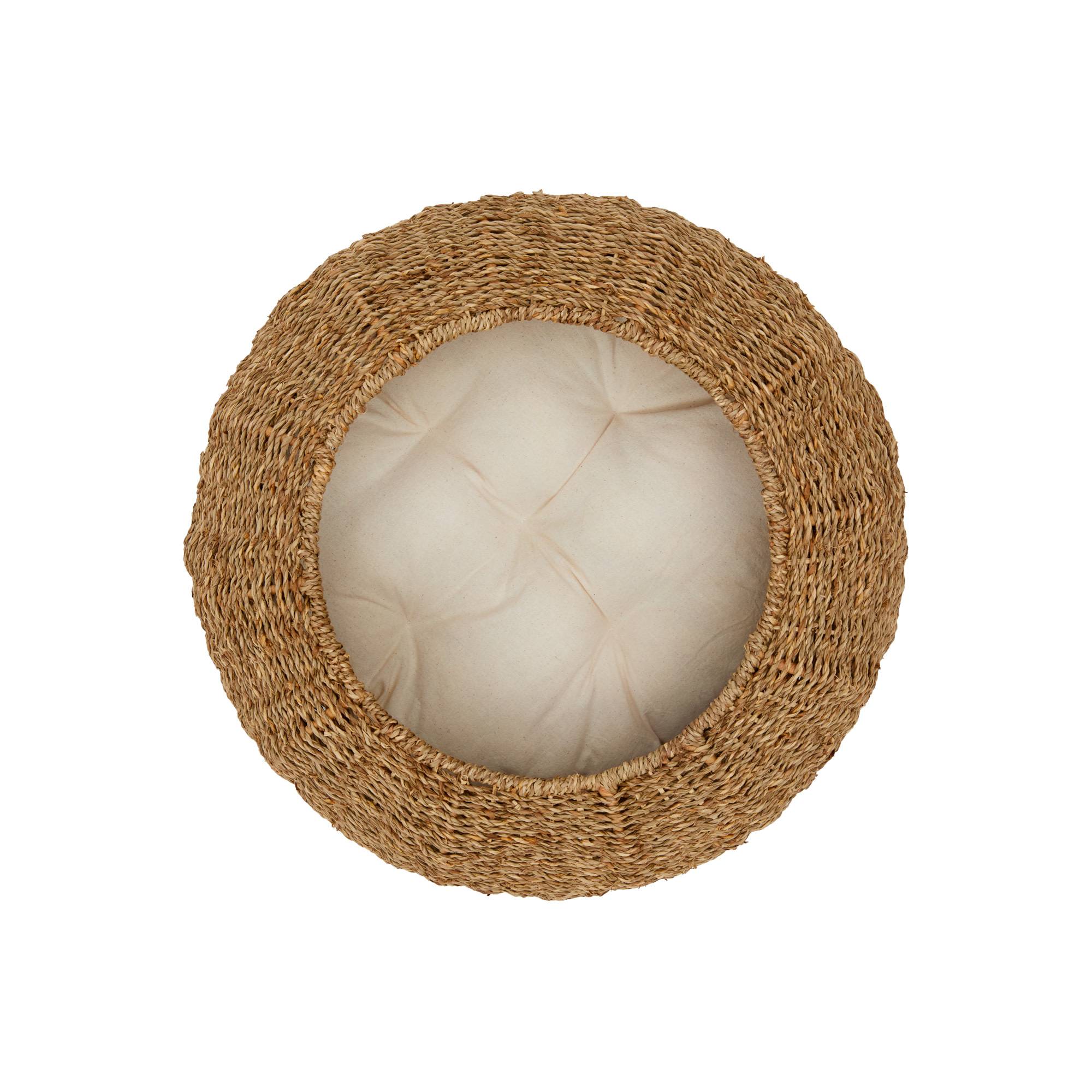 Panier en osier pour chat ou petit chien avec coussin amovible lavable - Image 4
