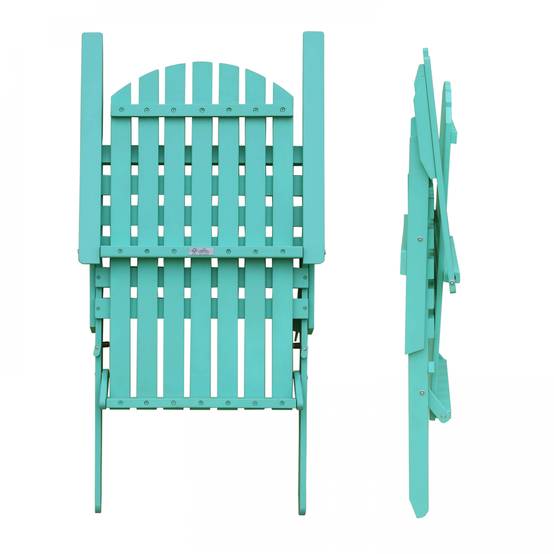 Oviala - Lot de 2 fauteuils pliant en bois d'eucalyptus turquoise - Oviala - Image 5