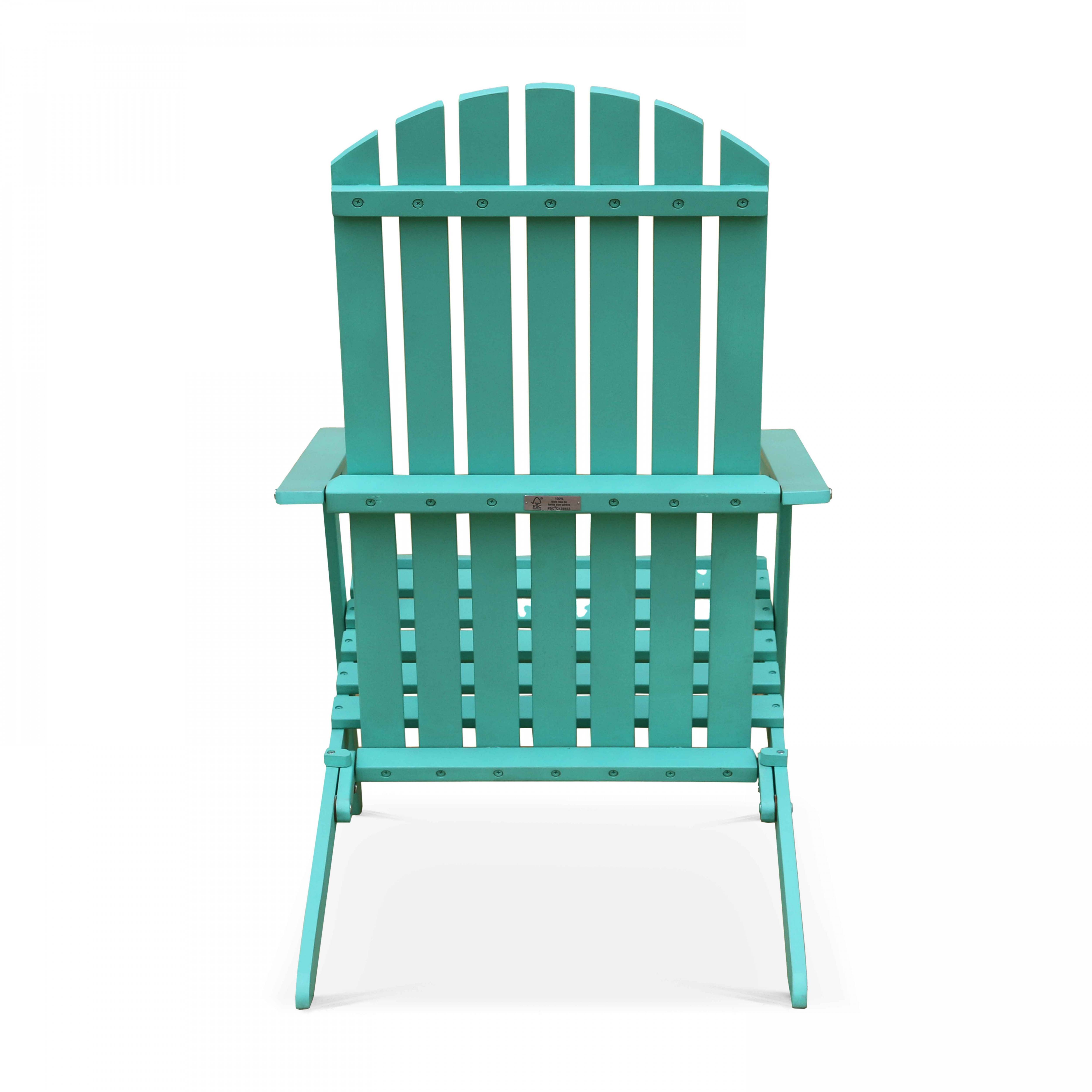 Oviala - Lot de 2 fauteuils pliant en bois d'eucalyptus turquoise - Oviala - Image 4