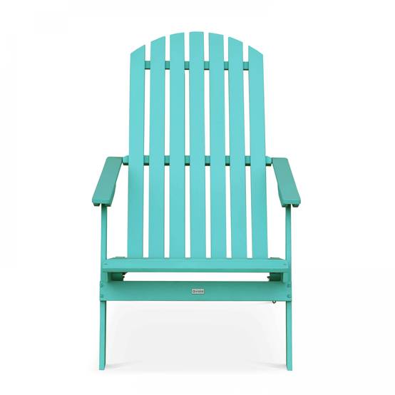Oviala - Lot de 2 fauteuils pliant en bois d'eucalyptus turquoise - Oviala - Image 3