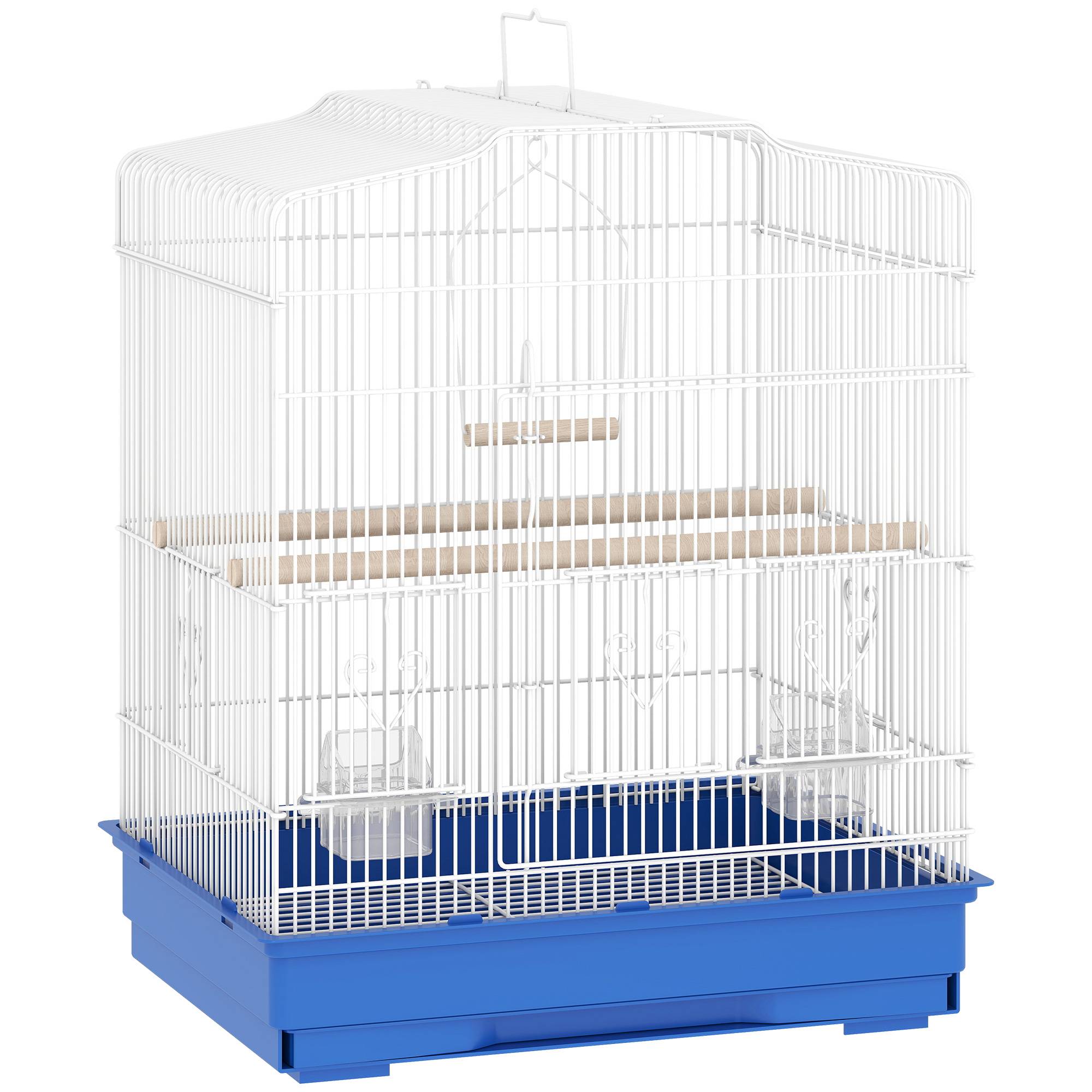 ComfortXL - Cage à oiseaux acier 46,5 x 36 x 59 cm bleu et blanc pour perruches avec perchoirs mangeoires et tiroir amovible - Image 10