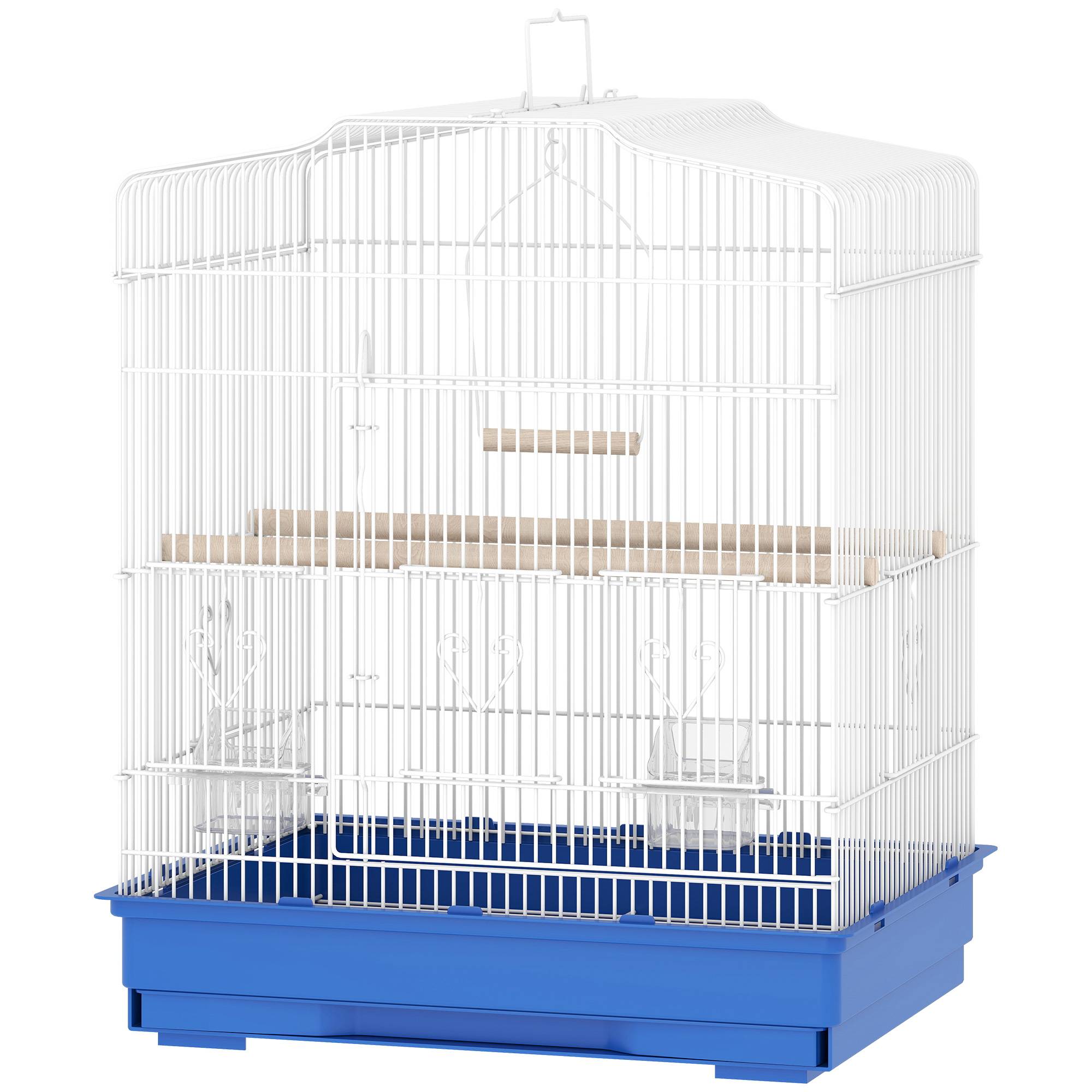 ComfortXL - Cage à oiseaux acier 46,5 x 36 x 59 cm bleu et blanc pour perruches avec perchoirs mangeoires et tiroir amovible - Image 2