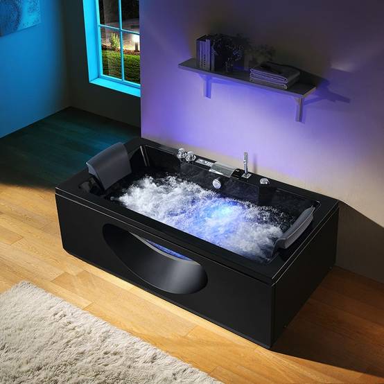 Baignoire balneo RIVIERA BLACK 1 place ARCHIPEL® 180x90 - Image 1
