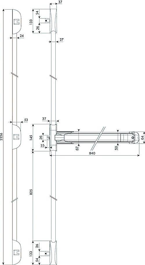 Iseo - Serrure anti panique Push barre IDEA 3 points finition argent - ISEO - 942308477TA - Imagen 2