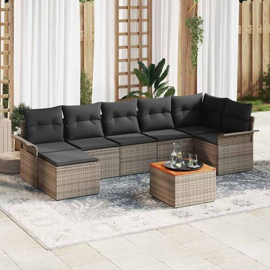 Salon de jardin 8 places avec rangement et table en polyrotin Gris – ComfortXL Outdoor Living - Image 1
