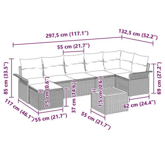 Salon de jardin 8 places avec rangement et table en polyrotin Gris – ComfortXL Outdoor Living - Image 3