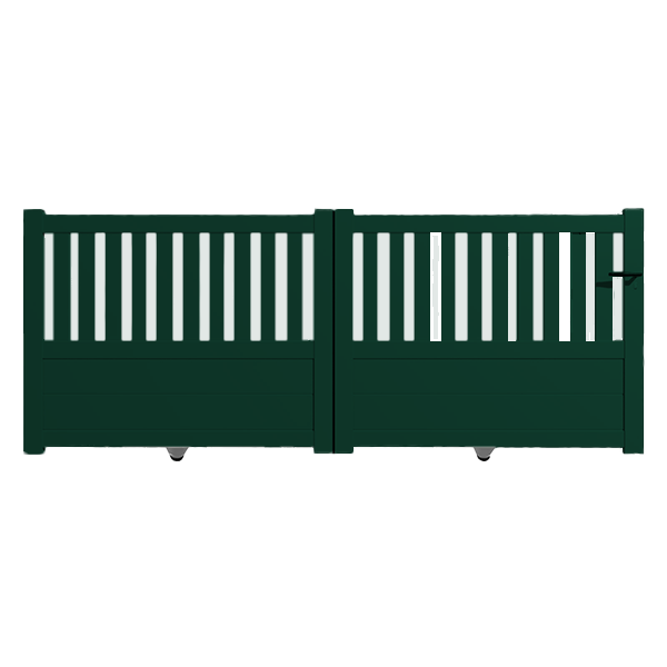 Portail Packit - Portail alu coulissant semi-ajouré en kit dim. L.4000 (entre piliers) X H.1300 mm  Vert (RAL 6005)