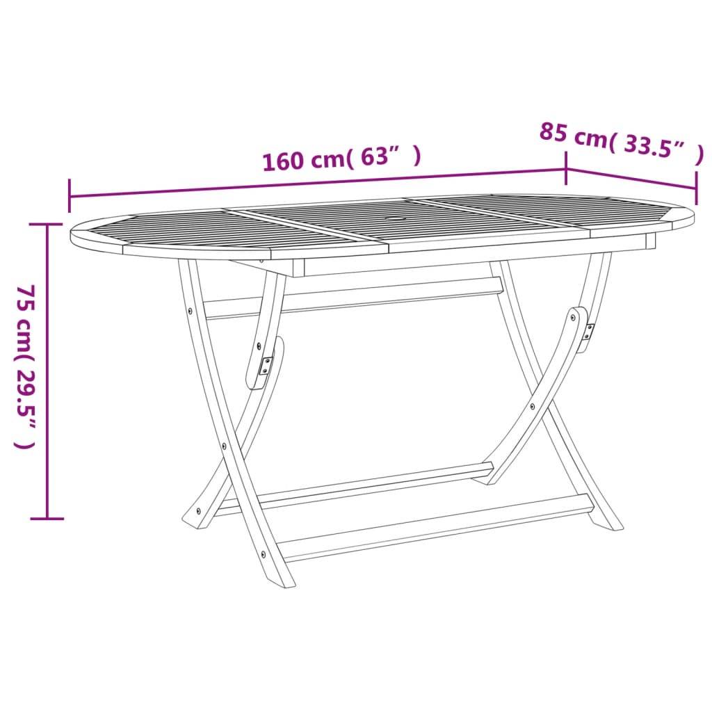 ComfortXL - Grande Table de Jardin Pliable 160cm en Bois d'Acacia avec Trou pour Parasol, 6 Personnes – ComfortXL Outdoor Living - Image 9