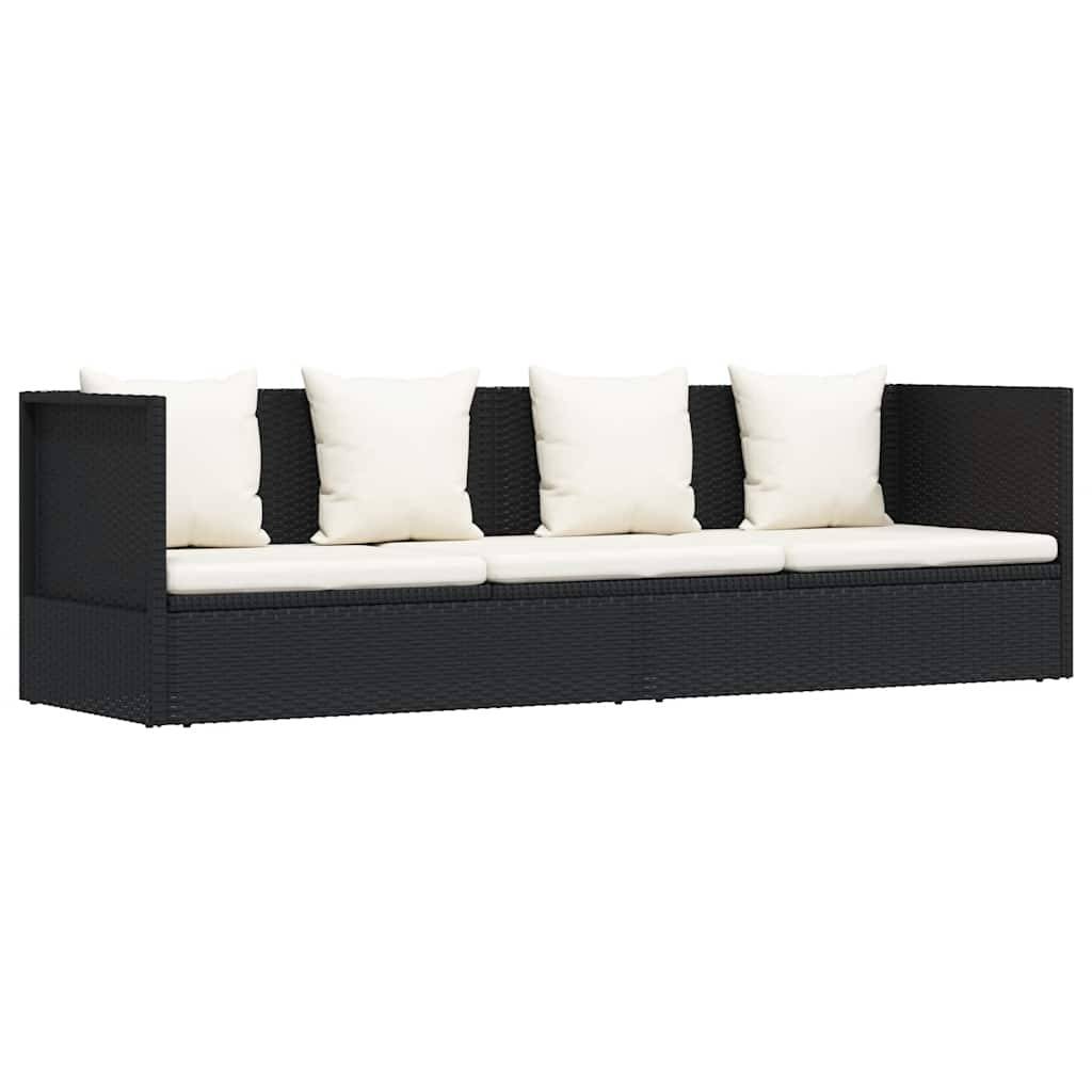 Vidaxl - Lit de jardin avec coussin et oreillers Résine tressée Noir vidaXL 49391 - Imagen 2