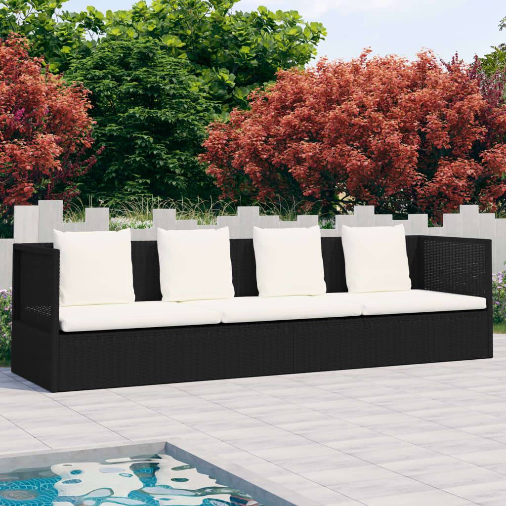Vidaxl - Lit de jardin avec coussin et oreillers Résine tressée Noir vidaXL 49391 - Imagen 1