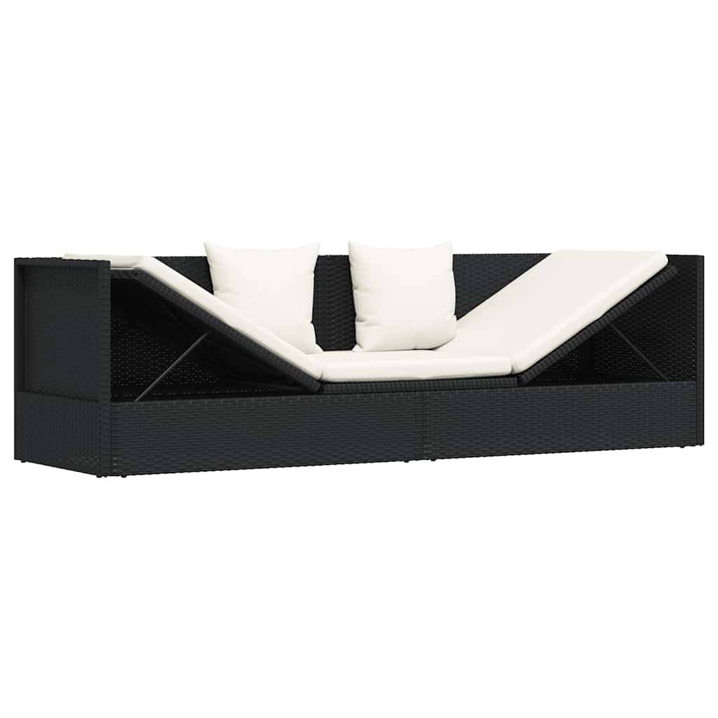 Vidaxl - Lit de jardin avec coussin et oreillers Résine tressée Noir vidaXL 49391 - Imagen 7