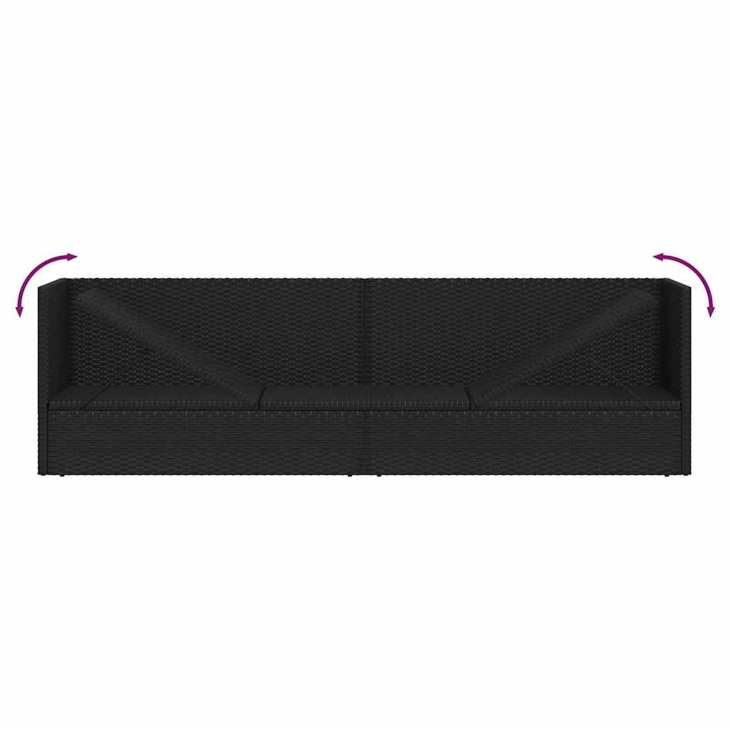 Vidaxl - Lit de jardin avec coussin et oreillers Résine tressée Noir vidaXL 49391 - Imagen 3