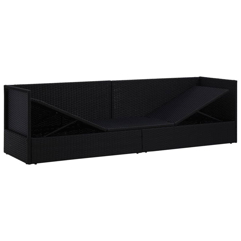 Vidaxl - Lit de jardin avec coussin et oreillers Résine tressée Noir vidaXL 49391 - Imagen 6