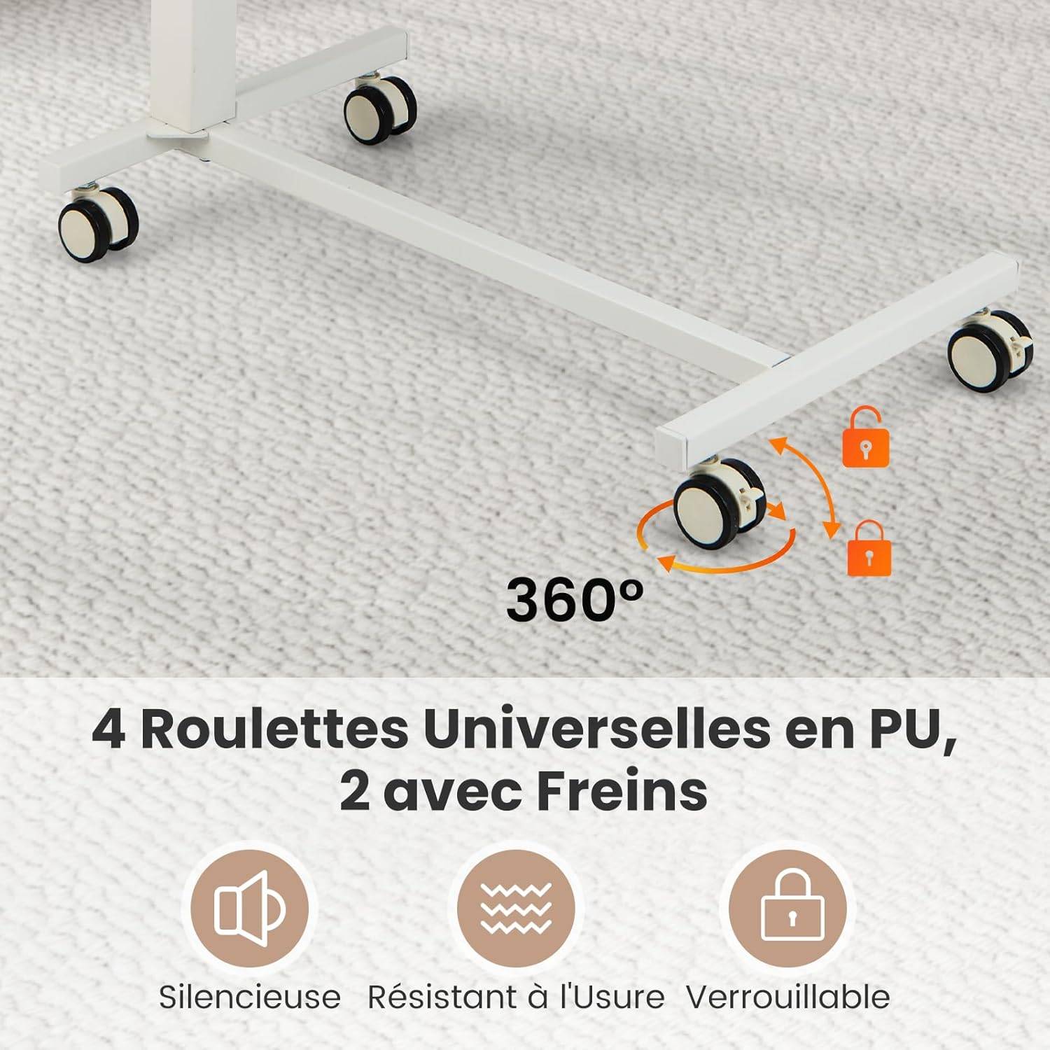 Table Bar Haute Mobile, Table Mange Debout Réglable 74-108CM, Roulettes Verrouillables, Vérin Pneumatique, Plateau Ovale Charge 75kg - Imagen 7