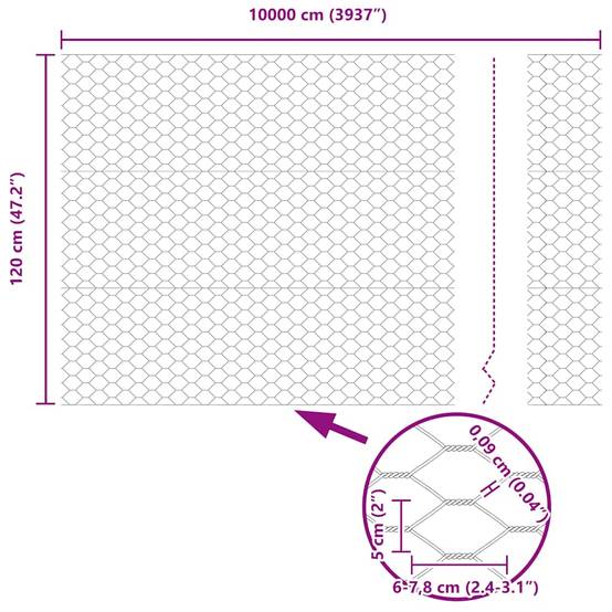 Clôture hexagonale PVC Gris 100 x 1,2 m - PANGIVO - Image 9