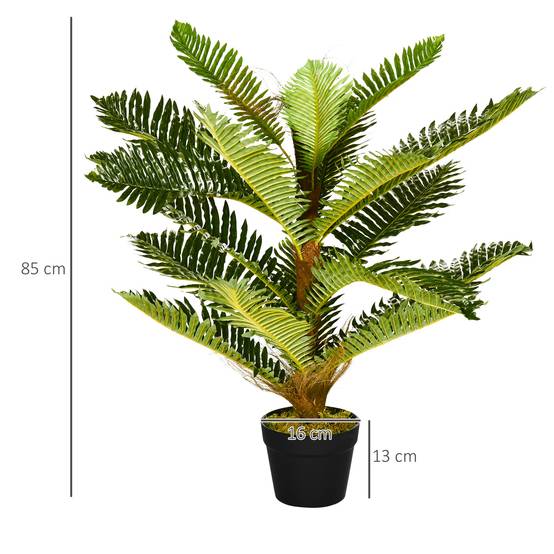 Palmier artificiel PEVA ambiance végétale intérieur 18 grandes feuilles 85cm vert - ComfortXL Outdoor Living - Image 4