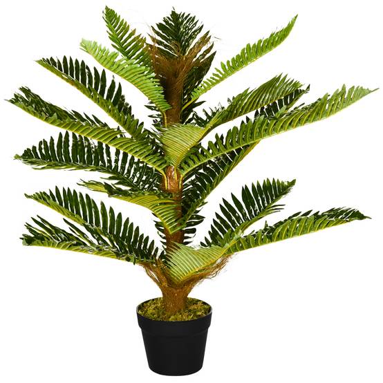 Palmier artificiel PEVA ambiance végétale intérieur 18 grandes feuilles 85cm vert - ComfortXL Outdoor Living - Image 2