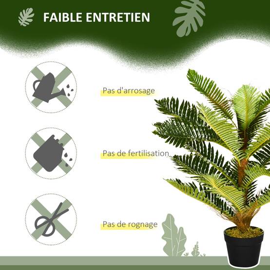 Palmier artificiel PEVA ambiance végétale intérieur 18 grandes feuilles 85cm vert - ComfortXL Outdoor Living - Image 6