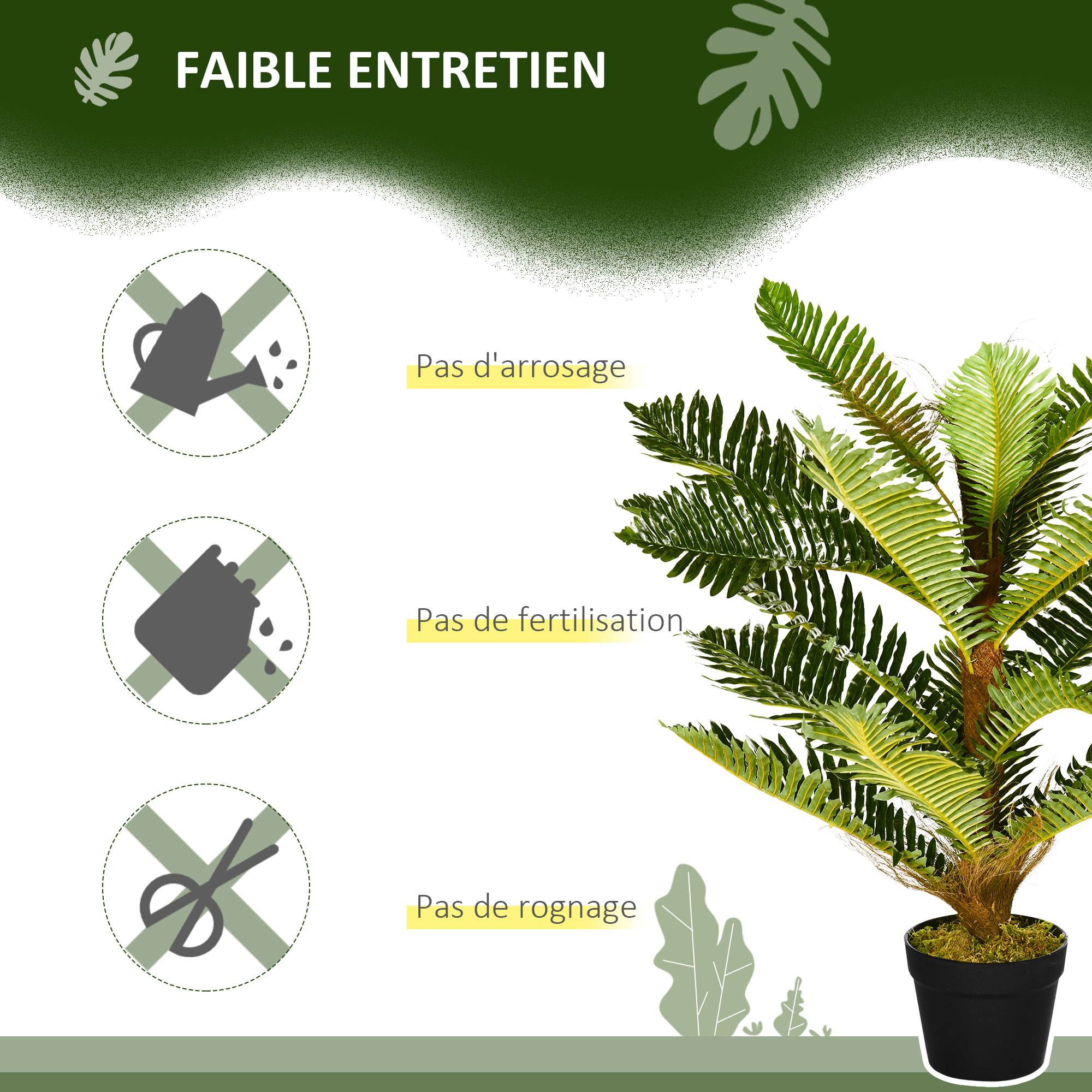 Palmier artificiel PEVA ambiance végétale intérieur 18 grandes feuilles 85cm vert - ComfortXL Outdoor Living - Image 6