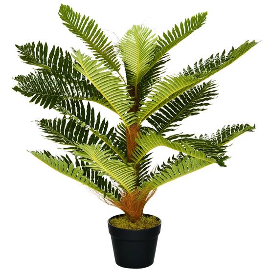 Palmier artificiel PEVA ambiance végétale intérieur 18 grandes feuilles 85cm vert - ComfortXL Outdoor Living - Image 1