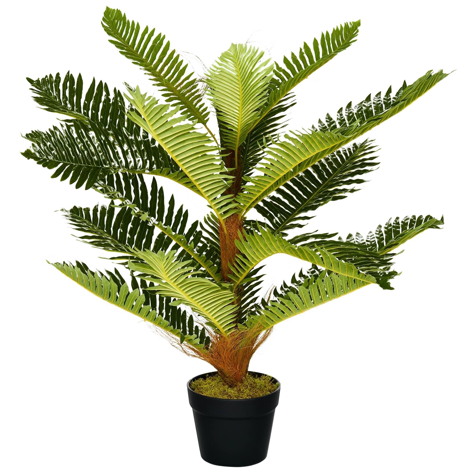 Palmier artificiel PEVA ambiance végétale intérieur 18 grandes feuilles 85cm vert - ComfortXL Outdoor Living - Image 1