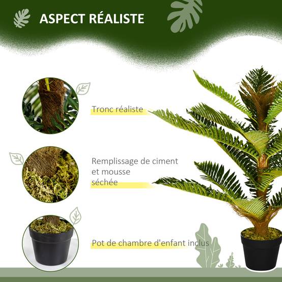 Palmier artificiel PEVA ambiance végétale intérieur 18 grandes feuilles 85cm vert - ComfortXL Outdoor Living - Image 5