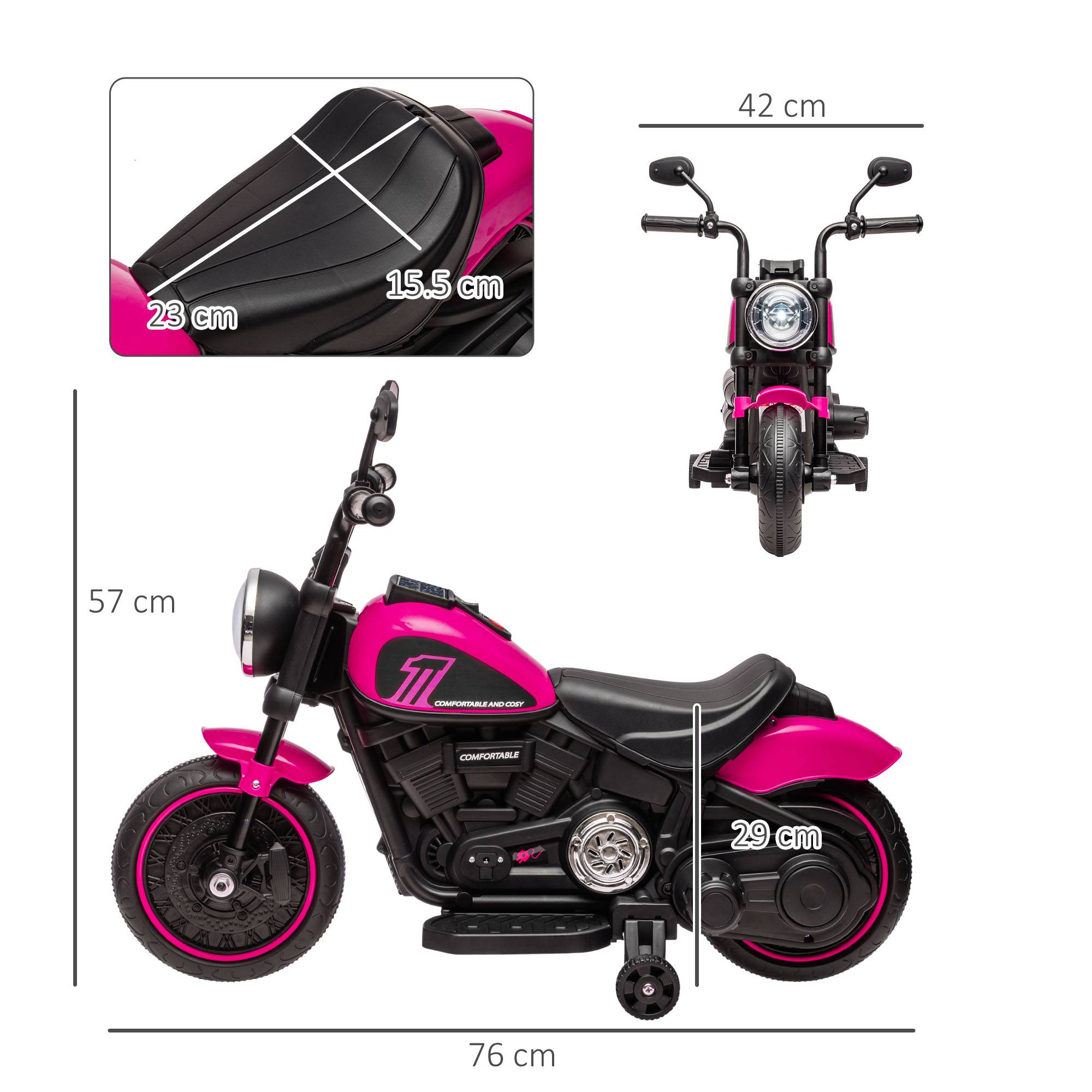 Sans Marque - Moto électrique enfants 18-36 mois roues phare 76x42x57 cm rose noir - Image 5