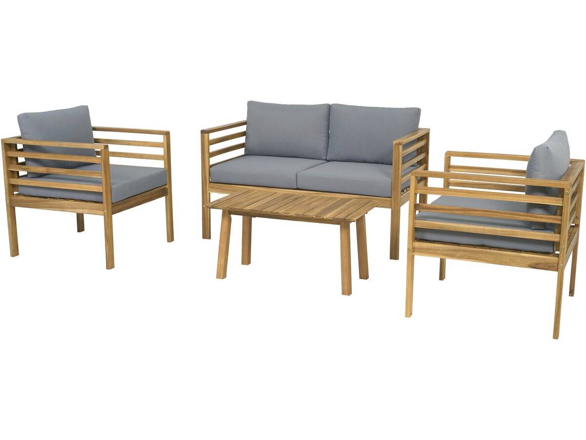 Habitat Et Jardin - Salon De Jardin En Bois Avec Coussins "beckham" - 4 Places - Gris -habitat Et Jardin - Image 4