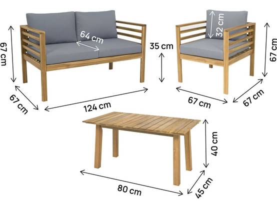 Habitat Et Jardin - Salon De Jardin En Bois Avec Coussins "beckham" - 4 Places - Gris -habitat Et Jardin - Image 3