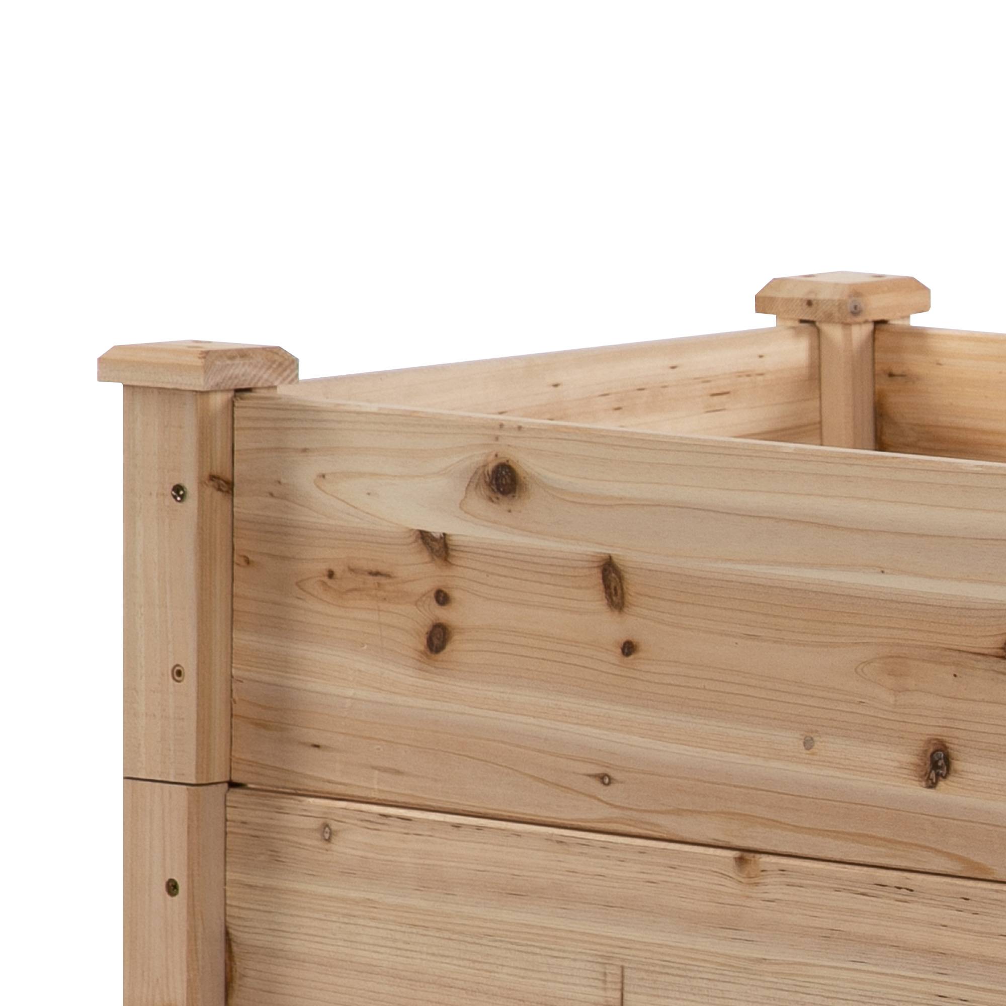 Bac à fleurs surélevé en bois naturel 3 niveaux pour jardin et balcon 124 x 124 x 56 cm - PANGIVO - Image 7