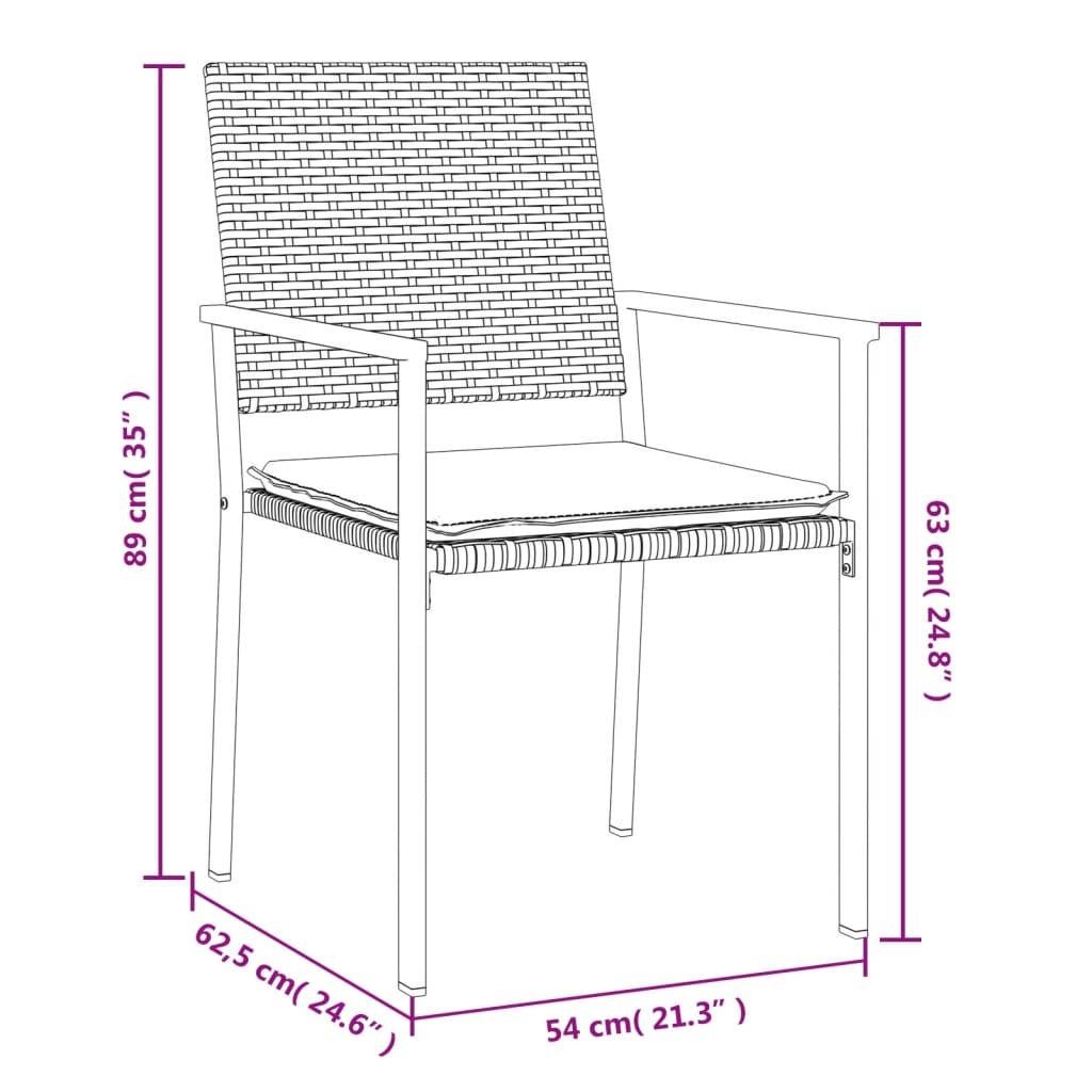 Lot de 6 Chaises de Jardin Résine Tressée avec Coussins pour Terrasse Noir – ComfortXL Outdoor Living - Image 9