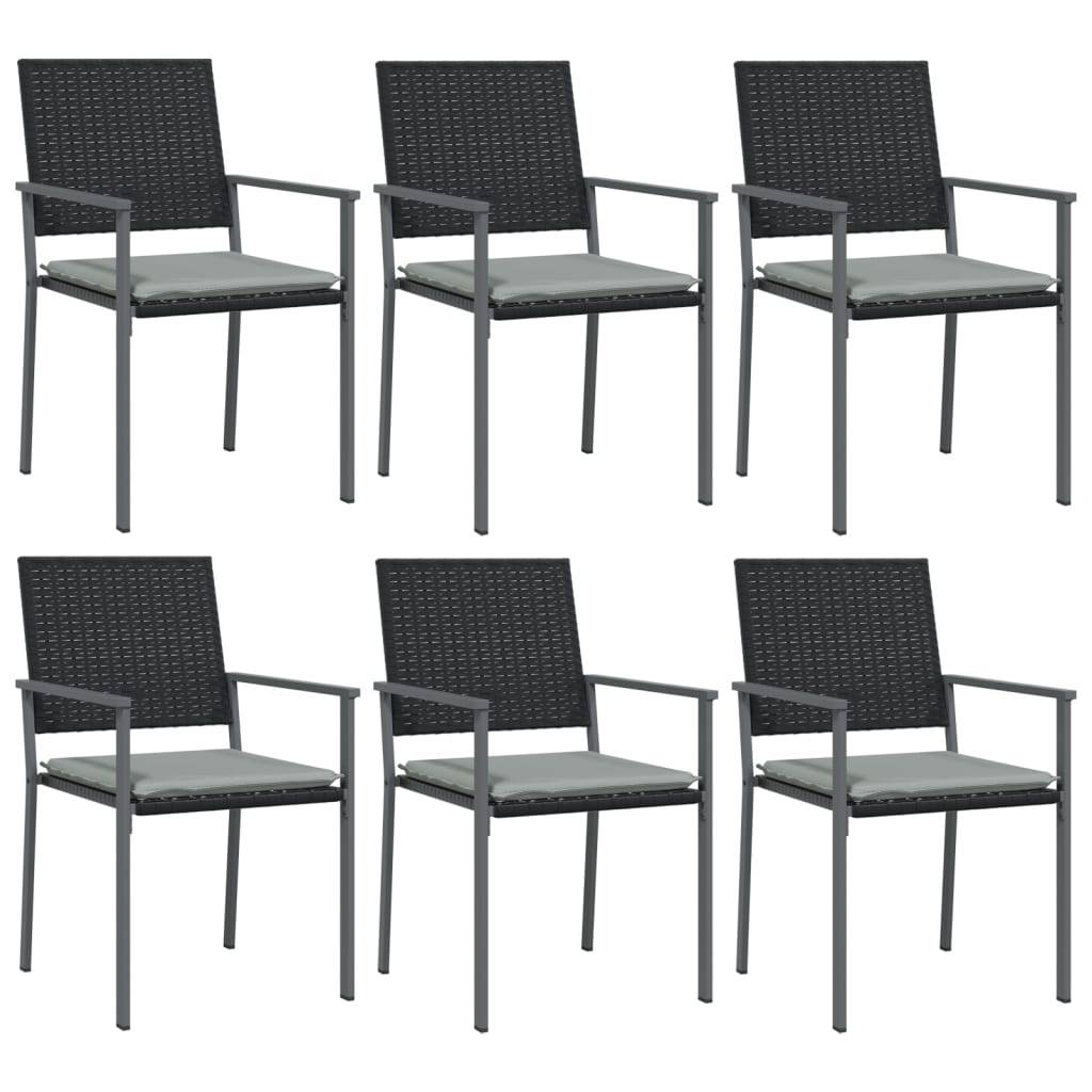 Lot de 6 Chaises de Jardin Résine Tressée avec Coussins pour Terrasse Noir – ComfortXL Outdoor Living - Image 2