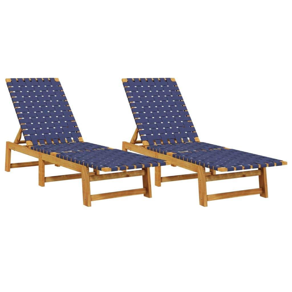 Maison Chic - Lot de 2 Bain de soleil - Transats - Chaises longues bleu bois d'acacia solide et tissu - MEUBLE PRO - Image 1