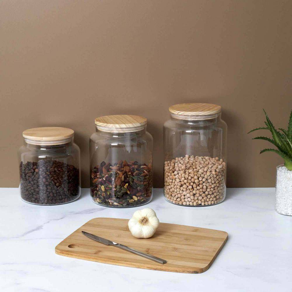 Cook Concept - Bocal de conservation en verre couvercle en bois 1.9 litres - Imagen 2