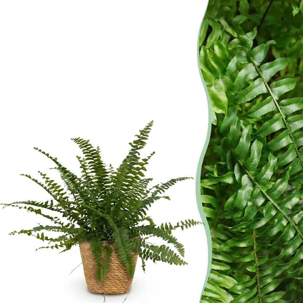 Nephrolepsis exaltata Green Lady - Pet-friendly - Pot de 12cm - Hauteur 25-30cm - 1 plante - Panier - Plantes d'intérieur