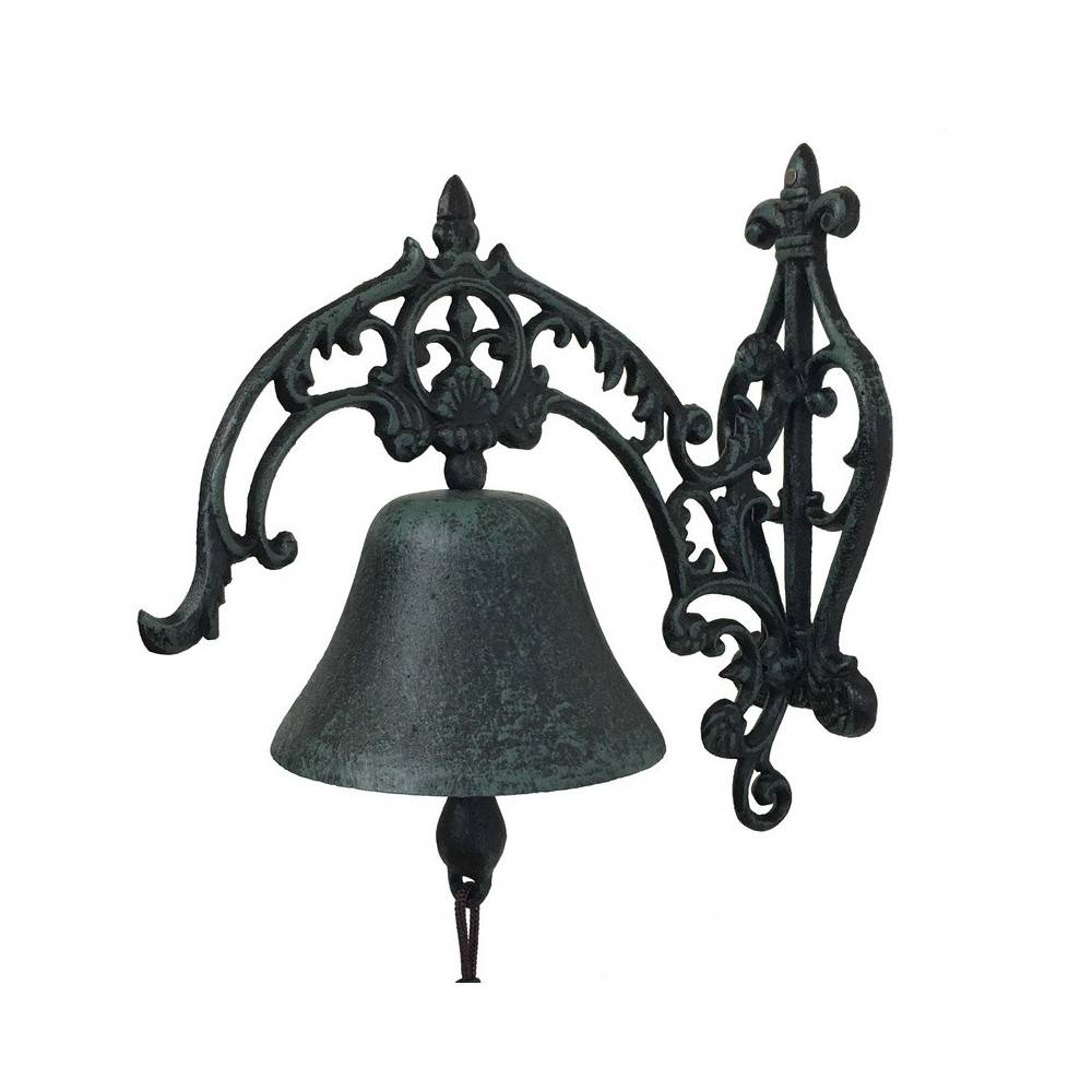 Cloche de jardin de porte ancienne en fonte noire 25 x 26 cm Chemin de campagne - Imagen 1