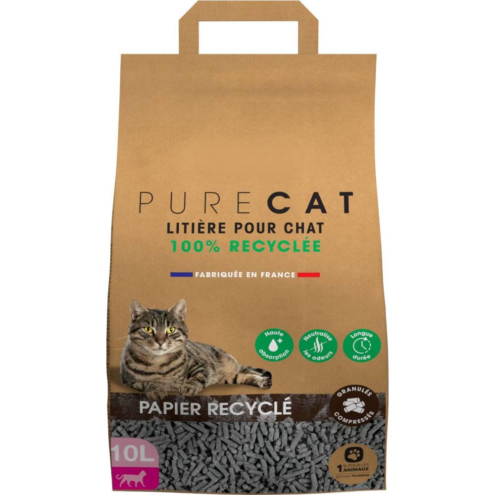 Litière granulés compressés en papier 100 % recyclé, 10 litres, pour chat - Image 2