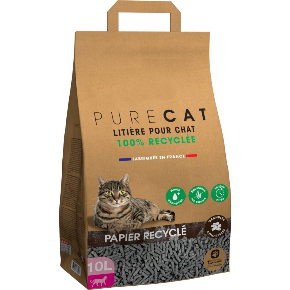 Litière granulés compressés en papier 100 % recyclé, 10 litres, pour chat - Image 1