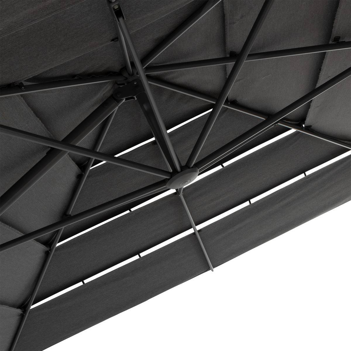 Hesperide - Parasol déporté rectangulaire multi-toile "Melhia" anthracite 4x3m - Hespéride - Image 5